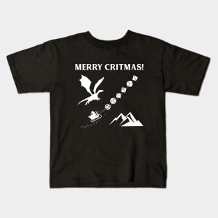 Merry Critmas Dragon Santa and Dice Set Tabletop RPG Gaming Kids T-Shirt